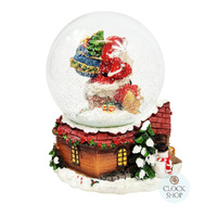 14.5cm Musical Snow Globe With Santa On Roof (Here Comes Santa Claus) image