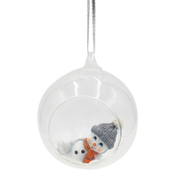 8.5cm Snowman In Glass Bauble Hanging Decoration- Assorted Designs image