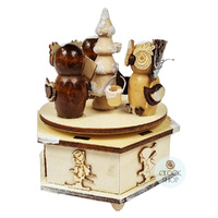 13cm Christmas Owls Wooden Music Box (White Christmas) image