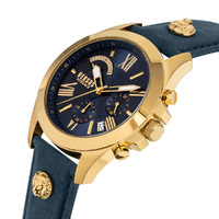 45mm Chrono Lion Gold Mens Watch With Blue Dial & Leather Band By VERSACE image