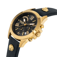 45mm Chrono Lion Gold Mens Watch With Black Dial & Leather Band By VERSACE image