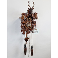 5 Leaf & Deer Battery Carved Cuckoo Clock 22cm By TRENKLE image