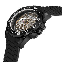 43mm Black Automatic Mens Watch With Skeleton Dial & Black Silicone Band By KENNETH COLE image