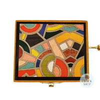 Wooden Hand Crank Music Box- Coloured Geometric Pattern (Beethoven- Ode To Joy) image