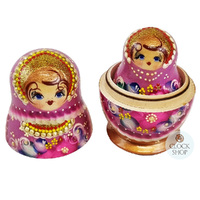 Pink and Purple Pearl Russian Dolls 11cm (Set Of 5) image