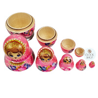 Pink and Silver Pearl Russian Dolls 11cm (Set Of 5) image