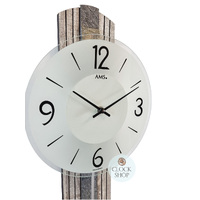 62cm Grey Pendulum Wall Clock With Natural Stone Pattern & Frosted Glass Dial By AMS image
