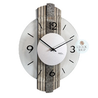 38cm Grey Stone Look Wall Clock With Glass Dial By AMS image
