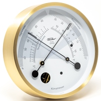 13.3cm Brushed Brass Polar Climate Meter With Thermometer & Hygrometer By FISCHER image