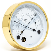 13.3cm Polished Brass Polar Climate Meter With Thermometer & Hygrometer By FISCHER image