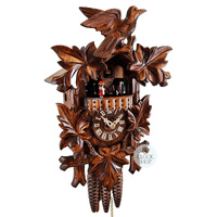5 Leaf & Bird 1 Day Mechanical Carved Cuckoo Clock With Dancers 36cm By SCHWAB image