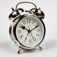 12.5cm Pembridge Antique Silver Double Bell Analogue Alarm Clock By ACCTIM image