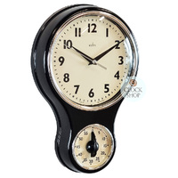 30cm Black Retro Kitchen Wall Clock with Timer By ACCTIM image
