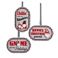 Gingham Christmas Sign Hanging Decoration- Assorted Designs image