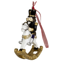 10cm Nutcracker on Rocking Horse Hanging Decoration - Assorted Designs image