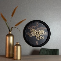 60cm Carta Black World Map Wall Clock With Moving Gears By COUNTRYFIELD image