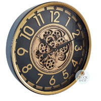 60cm Ceulen Dark Grey and Gold Moving Gear Wall Clock By COUNTRYFIELD image