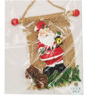 9.5cm Santa On Hessian Banner Hanging Decoration- Assorted Designs image
