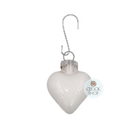 3cm White Hearts Glass Hanging Decoration (Set Of 22) image