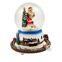 16cm Musical Snow Globe With Moving Train & LED Glitter Snow Storm (We Wish You A Merry Christmas) (GLUE MARK) image