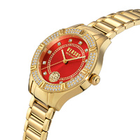 Canton Road Crystal Gold Bracelet Band Watch with Red Dial By VERSACE image