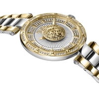 Sertie Crystal Gold and Silver Bracelet Band Watch with Gold and Silver Dial By VERSACE image