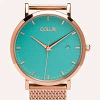 Rose Gold Nightingale Nurses Watch with Turquoise Green Dial By Coluri image