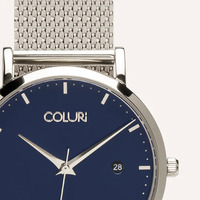 Silver Kahlo Watch with Navy Blue Dial By Coluri image