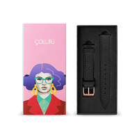 Rose Gold Leather Jet Black Band By Coluri image