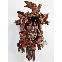 Birds & Leaves 1 Day Mechanical Carved Cuckoo Clock With Flowers 41cm By HÖNES image