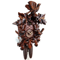 Birds & Leaves 8 Day Mechanical Carved Cuckoo Clock 39cm By SCHNEIDER image
