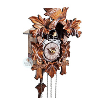 5 Leaf & Bird Battery Carved Cuckoo Clock 22cm By SCHNEIDER image