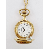 23mm Gold Womens Pendant Watch With Flower Basket By CLASSIQUE (Roman) image