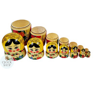Semenov Russian Dolls- Yellow Scarf & Red Dress 20cm (Set Of 8) image