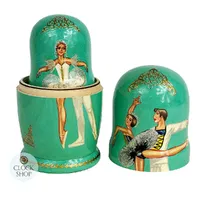 Ballerina Russian Dolls- Green 11cm (Set Of 5) image