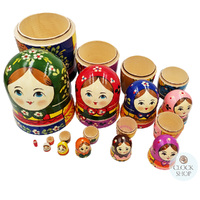 Zagorsk Village Floral Russian Dolls 29cm (Set Of 10) image