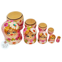 Floral Russian Dolls- Pink 12cm (Set Of 5) image