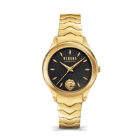 Gift Set- 34mm Mount Pleasant Gold Womens Watch With Black Dial & Bracelet By VERSACE image