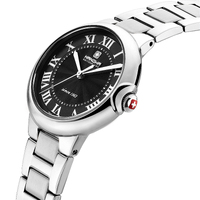 33mm Ascona Silver Womens Swiss Quartz Watch With Black Dial By HANOWA image