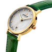 32mm Rivera Emerald Green & Gold Womens Swiss Quartz Watch With Silver Dial By HANOWA image