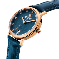 32mm Rivera Blue & Rose Gold Womens Swiss Quartz Watch With Blue Dial By HANOWA image