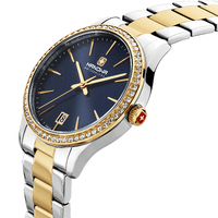36mm Tresa Silver & Gold Womens Swiss Quartz Watch With Blue Dial By HANOWA image