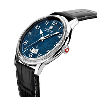 44mm Bedretto Silver & Black Mens Swiss Quartz Watch With Blue Dial By HANOWA image