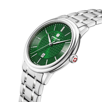 44mm Emil Silver Mens Swiss Quartz Watch With Green Dial By HANOWA image