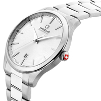 40mm Simmen Silver Mens Swiss Quartz Watch With Silver Dial By HANOWA image