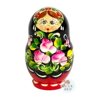 Floral Russian Dolls- Red & Black 8cm (Set Of 5) image
