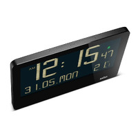 26cm Black LCD Digital Wall Clock With Temperature Date & Alarm By BRAUN image