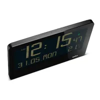 26cm Black LCD Digital Wall Clock With Temperature Date & Alarm By BRAUN image