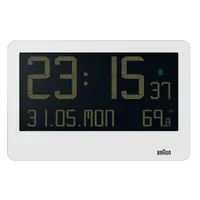 26cm White LCD Digital Wall Clock With Temperature Date & Alarm By BRAUN image