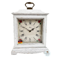 33cm White Battery Mantel Clock With Westminster Chime & Vintage Floral Dial By HERMLE image